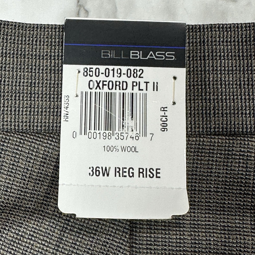 Bill Blass Dress Pants Mens‎ 100% Wool Size 36R Brown Checks Pleated NEW - Picture 9 of 16